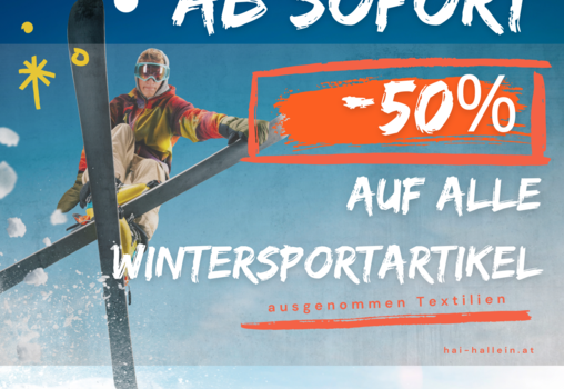 - 50 % auf Wintersportartikel...
